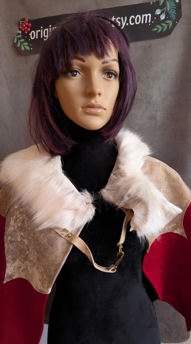 Leather and Suede Capelets with Caribou Trim